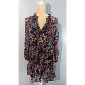 Vince camuto mini dress black with floral print size small